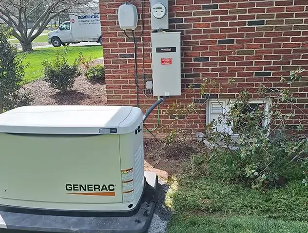 Generac generator outside of brick house